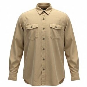 REI Button Down Shirt Mens Small Tan Long Sleeve Modal Blend Utility Hiking